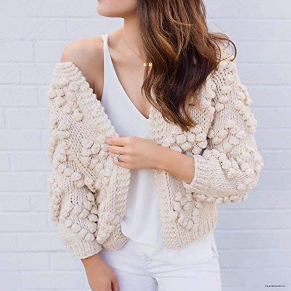 NEW Chicwish heart-shaped ball hand knit sweater (Ivory)